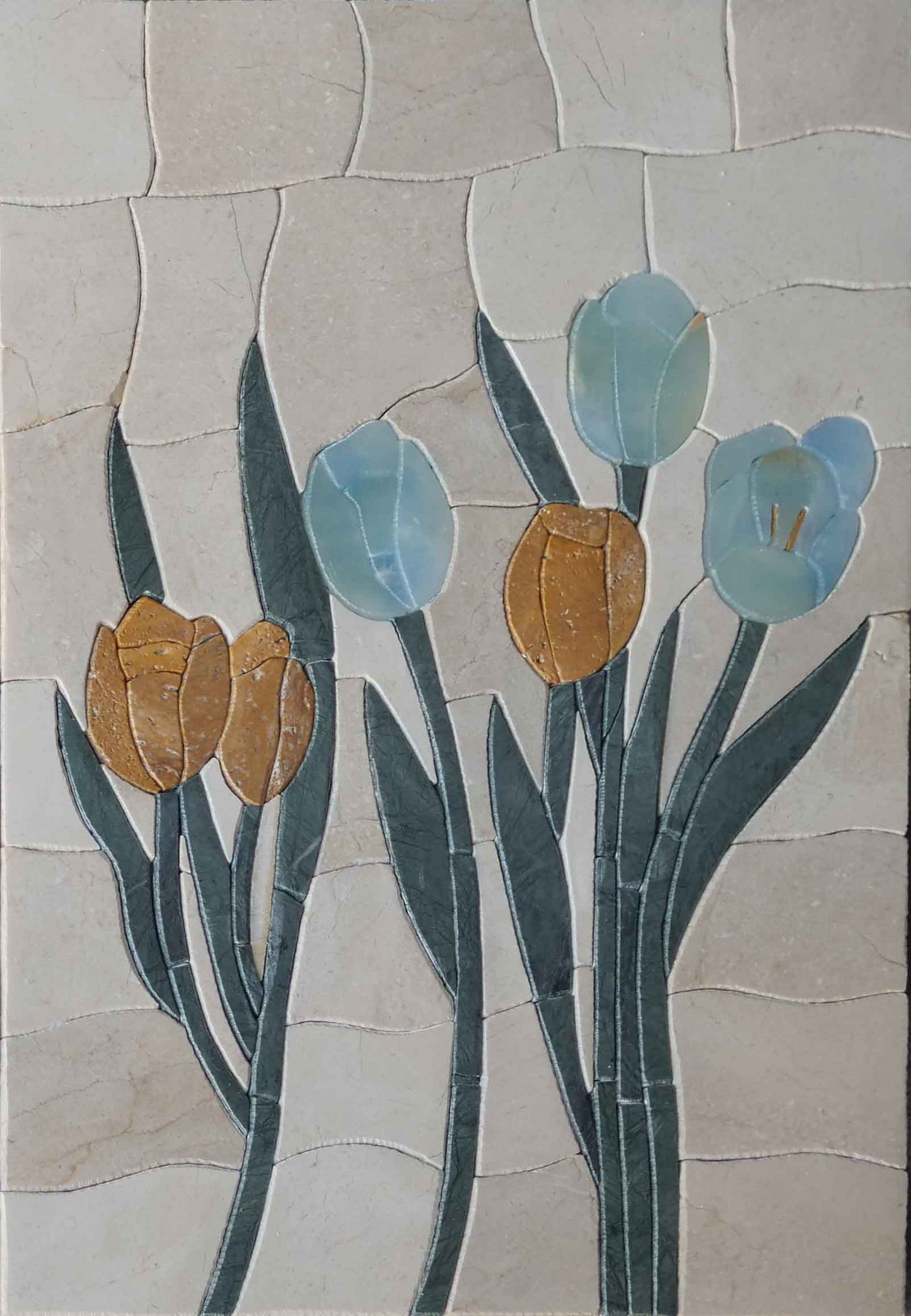 Tulip Bloom Floral Petals - Stone Mosaic Art