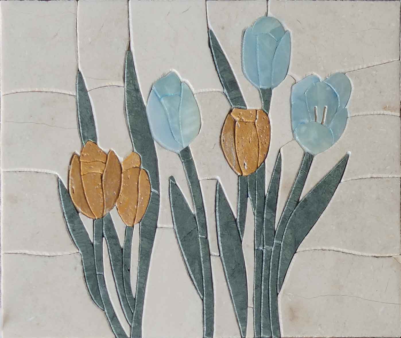 Tulip Bloom II Floral Petals - Stone Mosaic Art