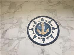 Nautical Mosaic Medallion - Anchor on Blue Background