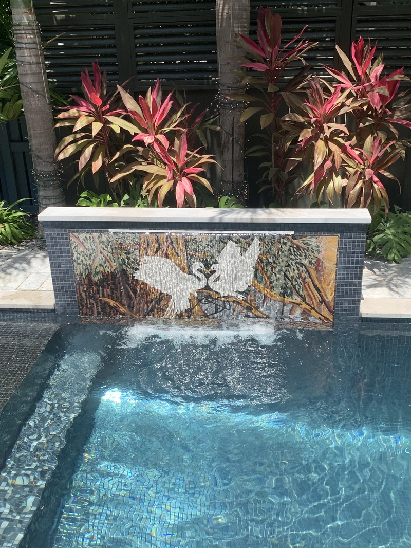 Mosaic Art - Romantic Herons