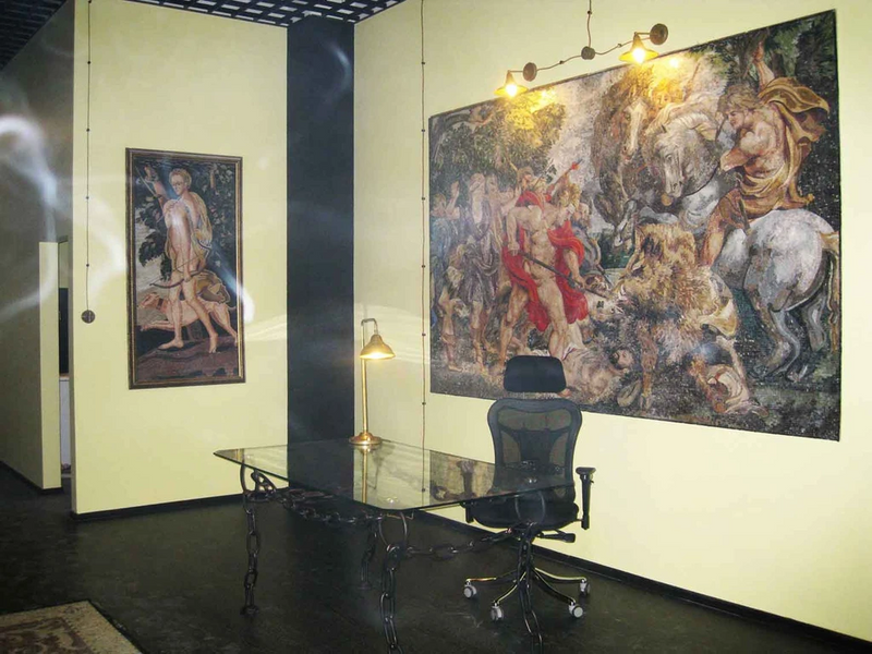 Alfred Wheeler Hunting Scene" - Mosaic Reproduction "