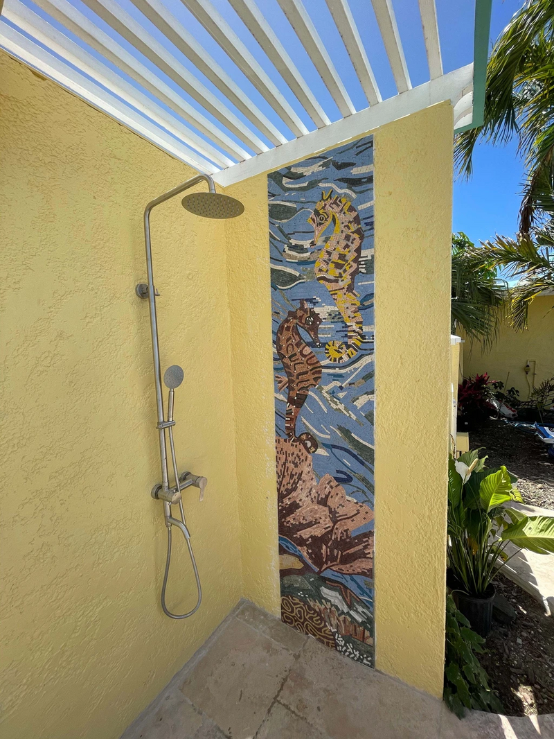 Sea Horses Nautical Scene Mosaic Hand Made