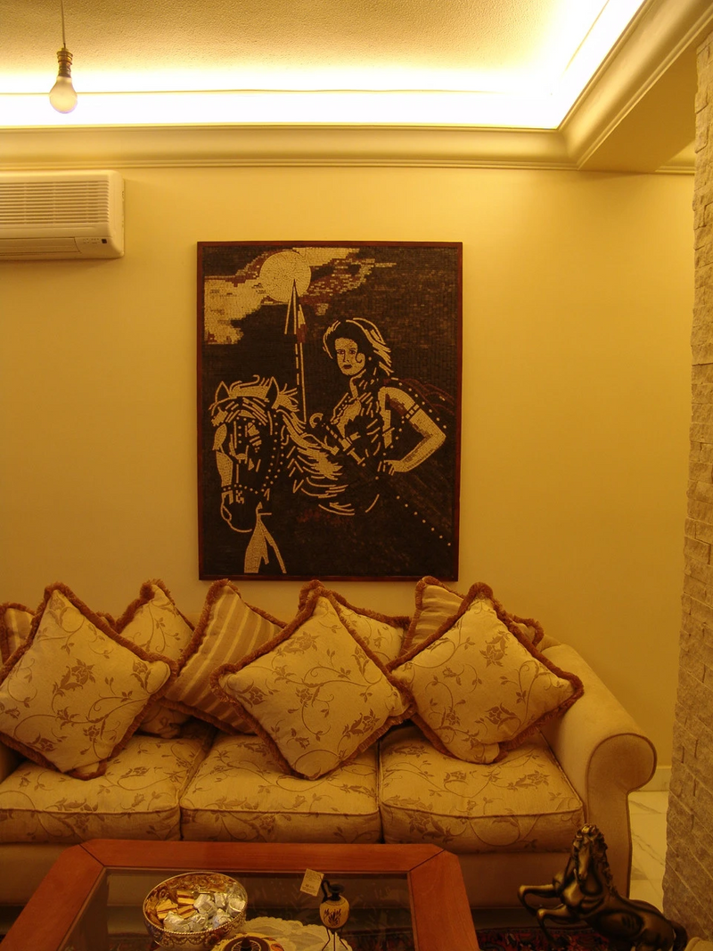 Woman Riding a Horse Mosaic Art -