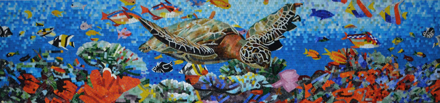 Aquatic Ocean Mosaic Scene - Glass Mosaic Art