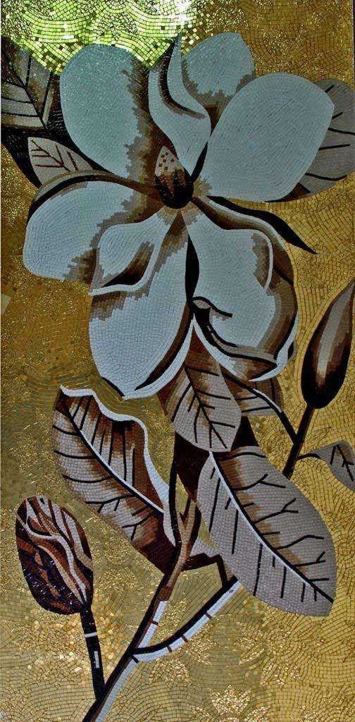 Mosaic Floral Art - Flower In Gray