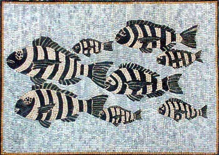 Group of Fish Marble Mosaic