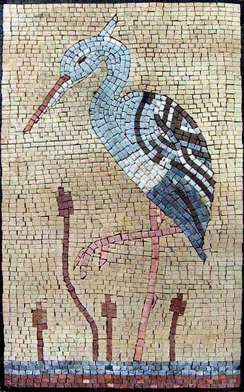 Mosaic Tile Art - White Heron