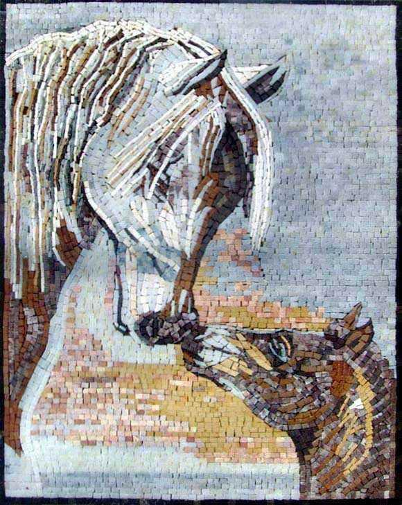 Mosaic Mural - Marble Horses