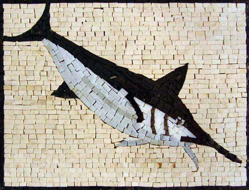 Black and White Fish Mosaic