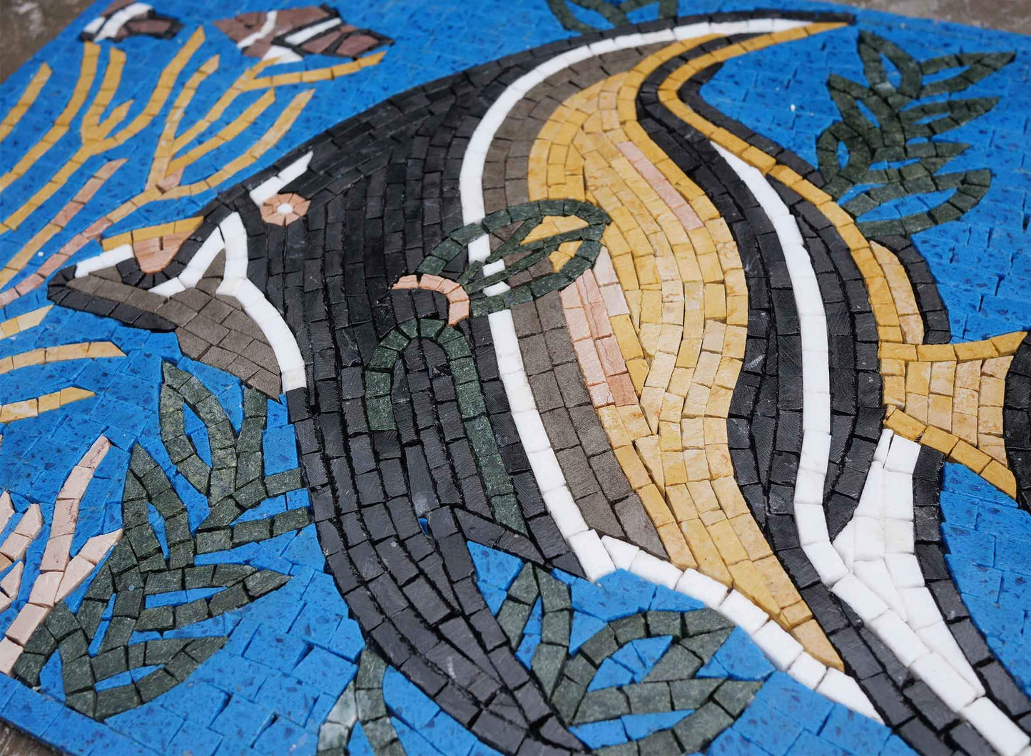 Angelfish In Deep Reef - Mosaic Wall Art