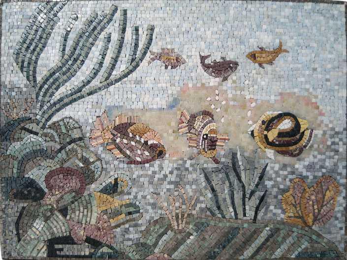 Underwater Scene Marble Mosaic