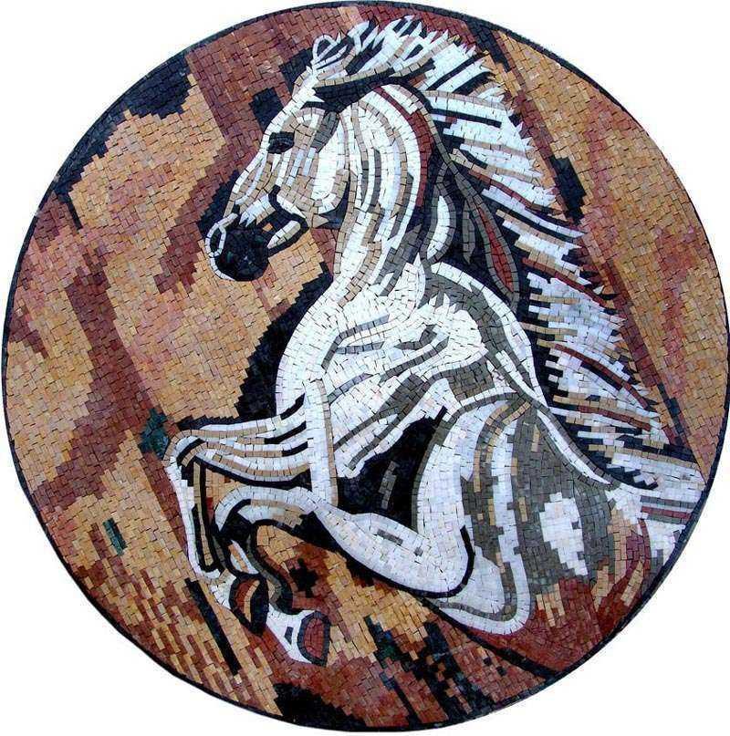 Medallion Mosaic Art - White Horse