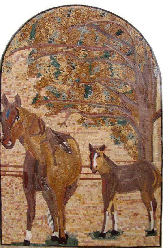 Arched Mosaic Art - Horses