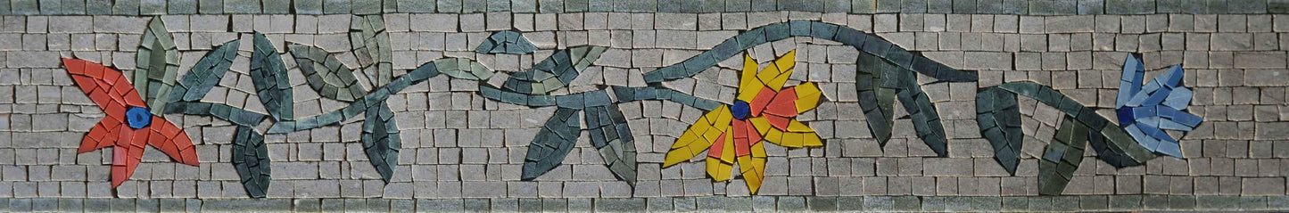 Floral Mosaic Border Design - Lively Flowers