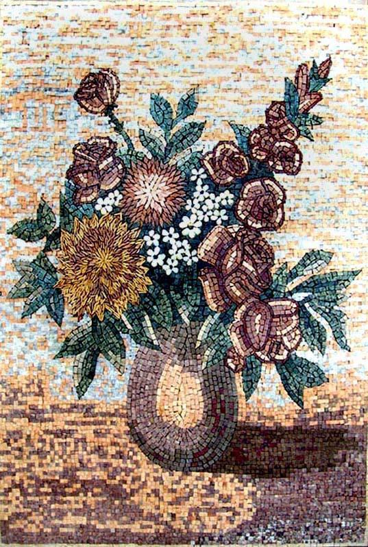 Mosaic Wall Art - Rose and Sunflower