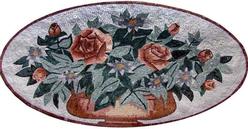 Mosaic Wall Art - Oval Floral
