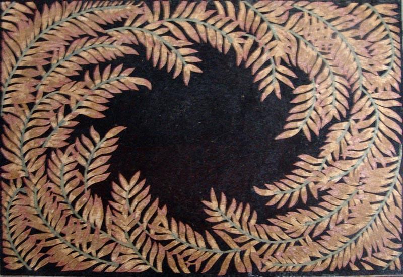 Marble Mosaic Leaves Design on Black Background