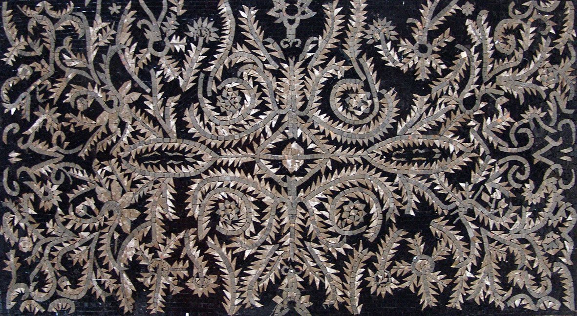 Majestic Floral Design Mosaic Marble