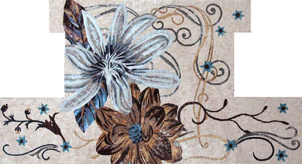 Mosaic Kitchen Backsplash- White Freesia Flower