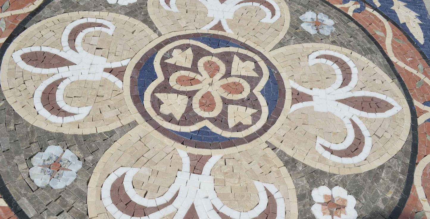 Fleur de Lis Marble Mosaic - Lyla IV
