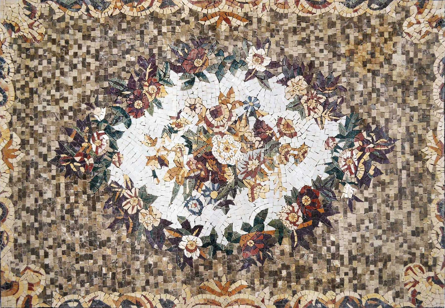 Floral Rectangular Mosaic Rug