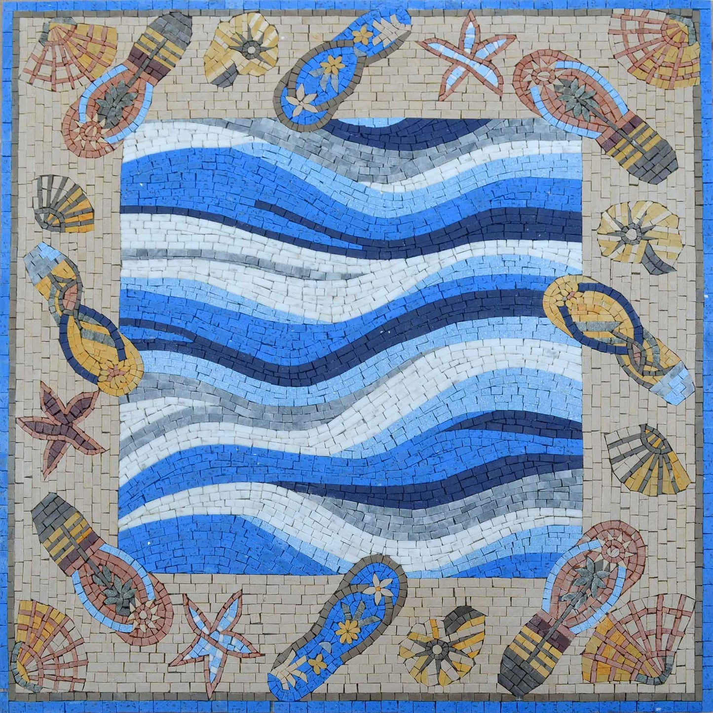 Beach Flip Flops Marble Mosaic ||