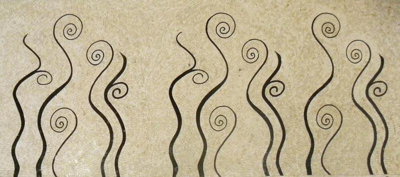 Wavy Swirl Lines Mosaic Marble Design