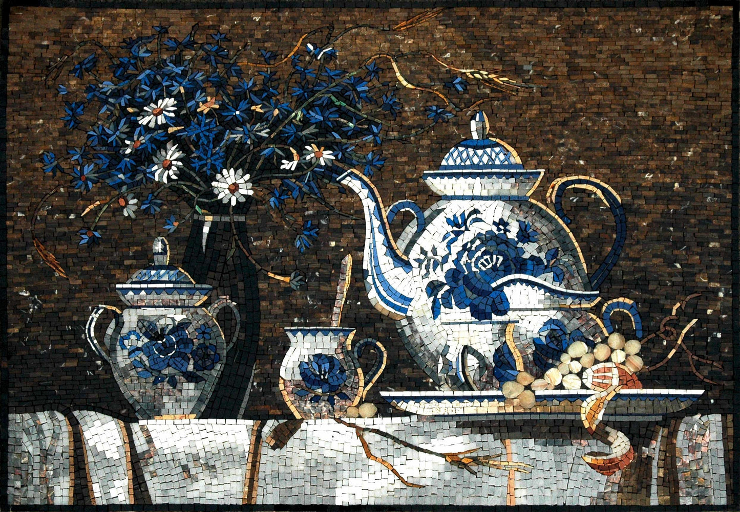 Mosaic Designs- Blue Iris Teapot