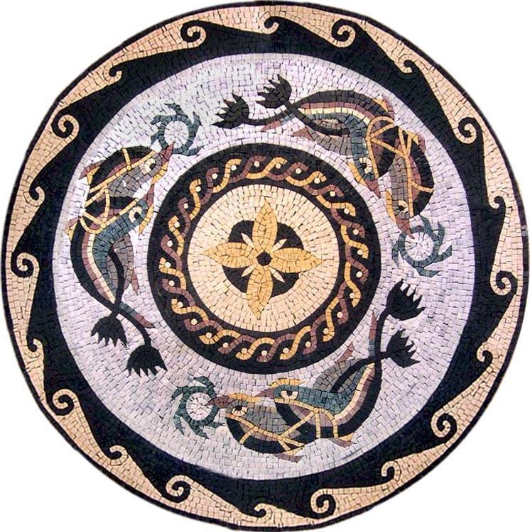 Mosaic Medallions - Dolphins Wheels