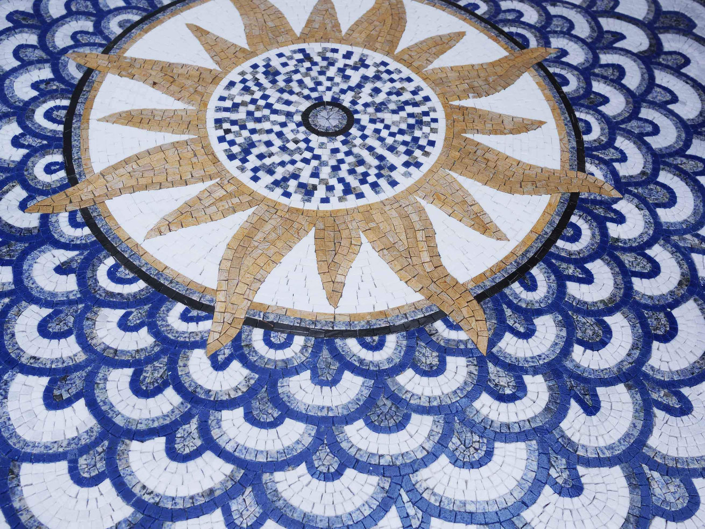 Round Stone Mosaic Medallion - Blue Sola