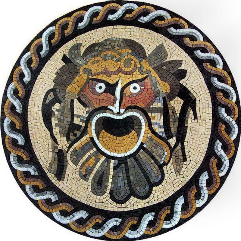 Mayan Illustrative God Mosaic Medallion