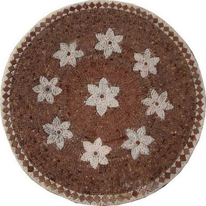 Floral Pattern Stone Medallion Mosaic