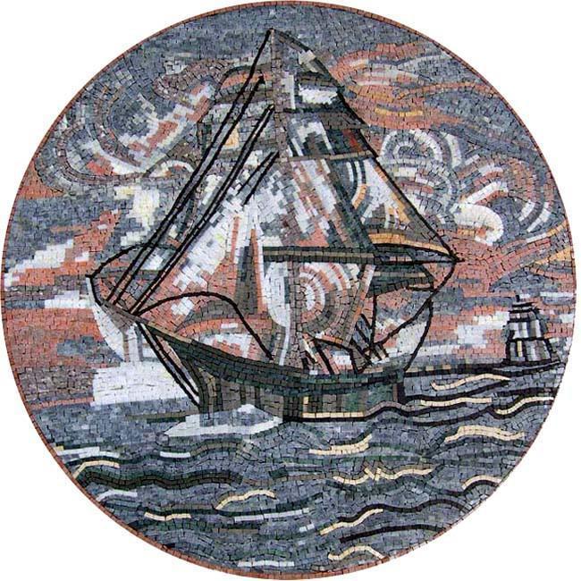 Sailing Ship Medallion Mosaic