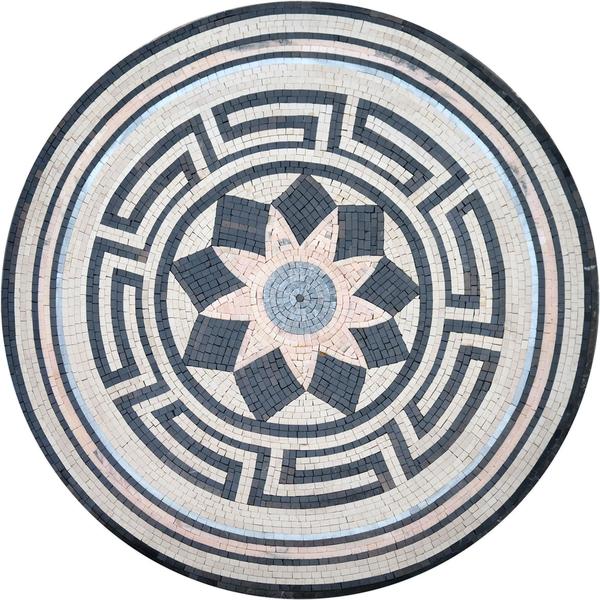 Greek Mosaic Medallion- Floral Pattern