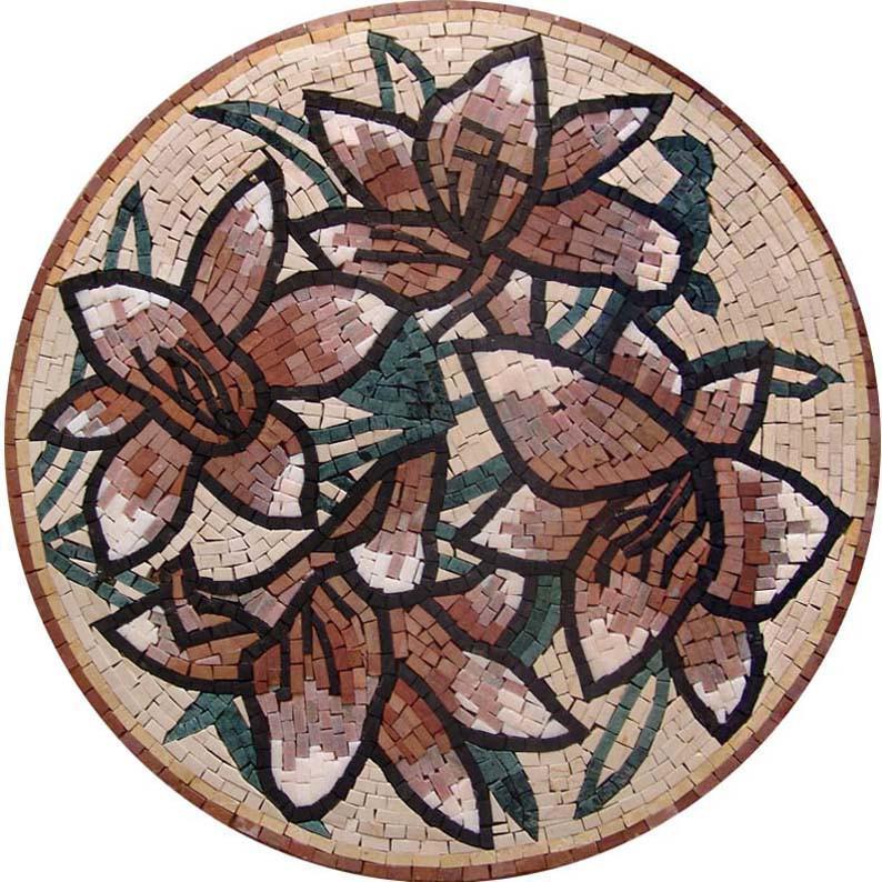 Mosaic Tile Art - Soft Flower Medallion