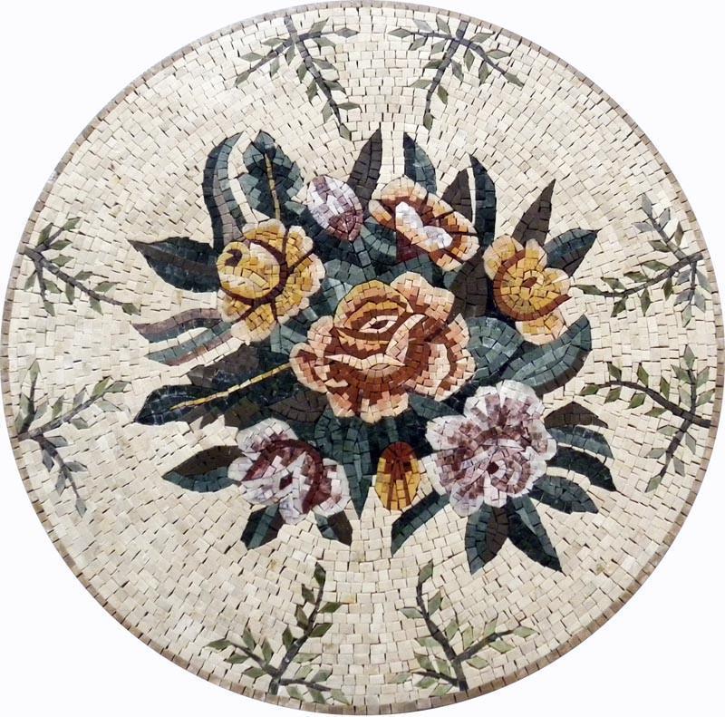 Medallions Mosaic Tile Art - Elegant Flowers