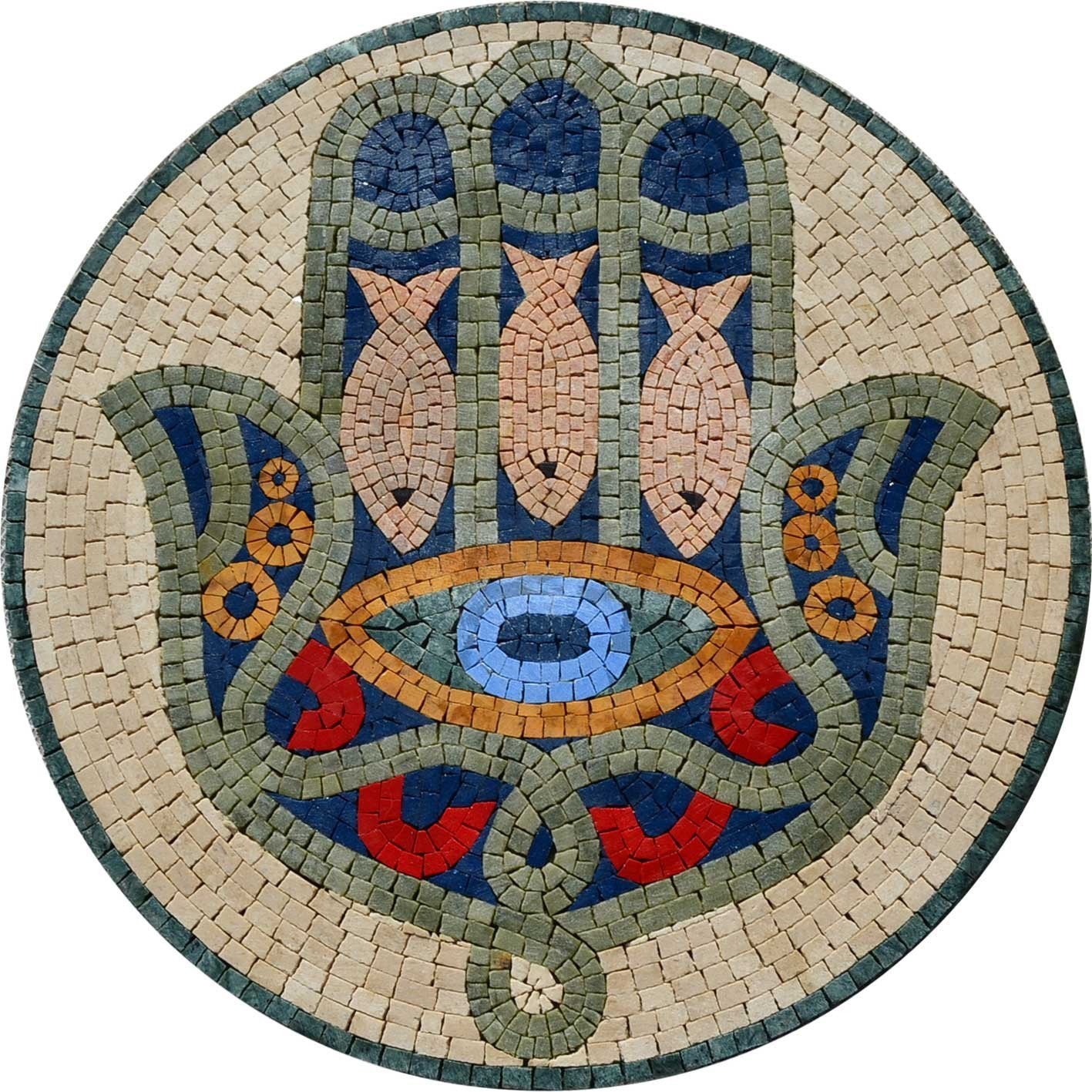 Hamsa Hand Jewish Mosaic Design