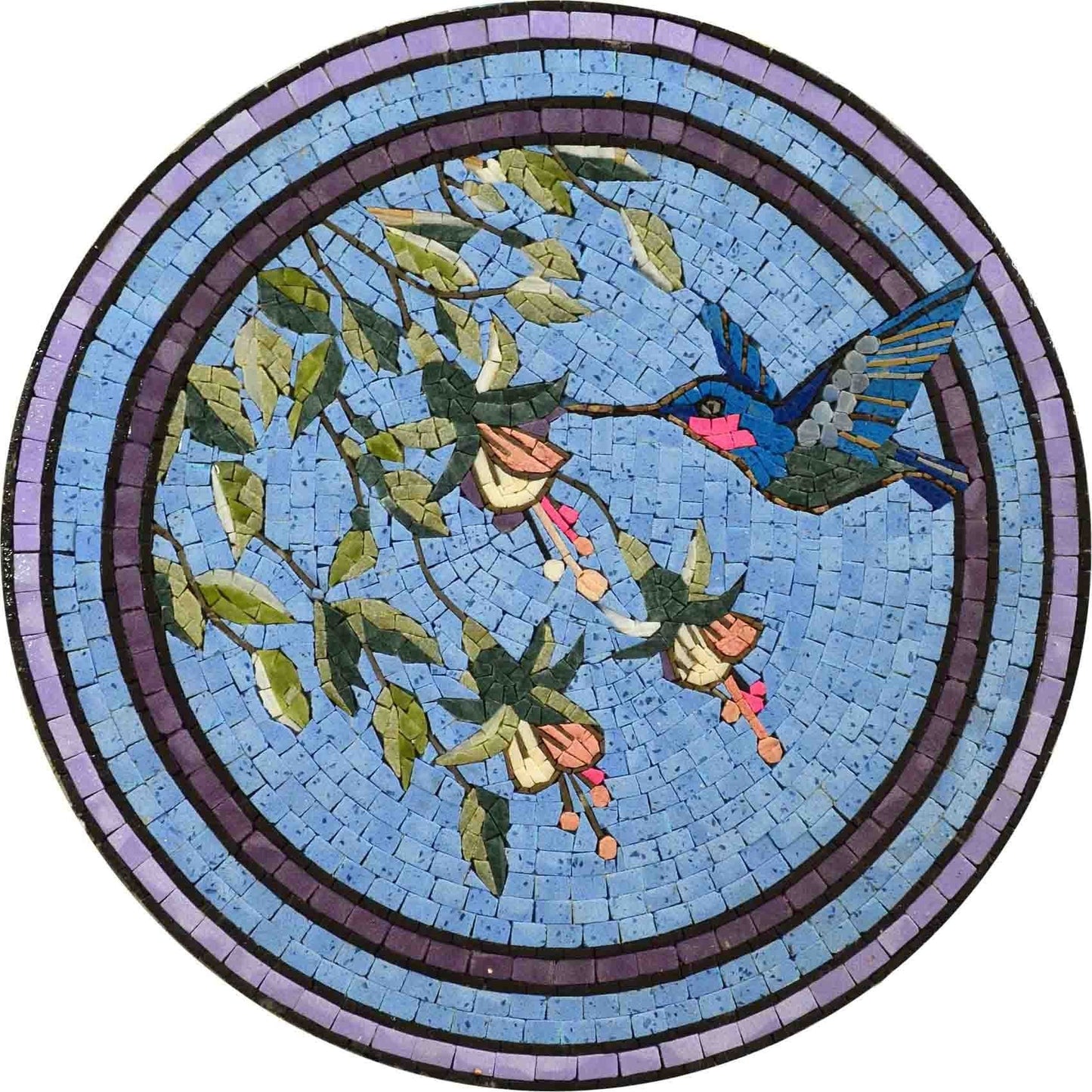 Mosaic Medallion Art Tile - Hummingbird