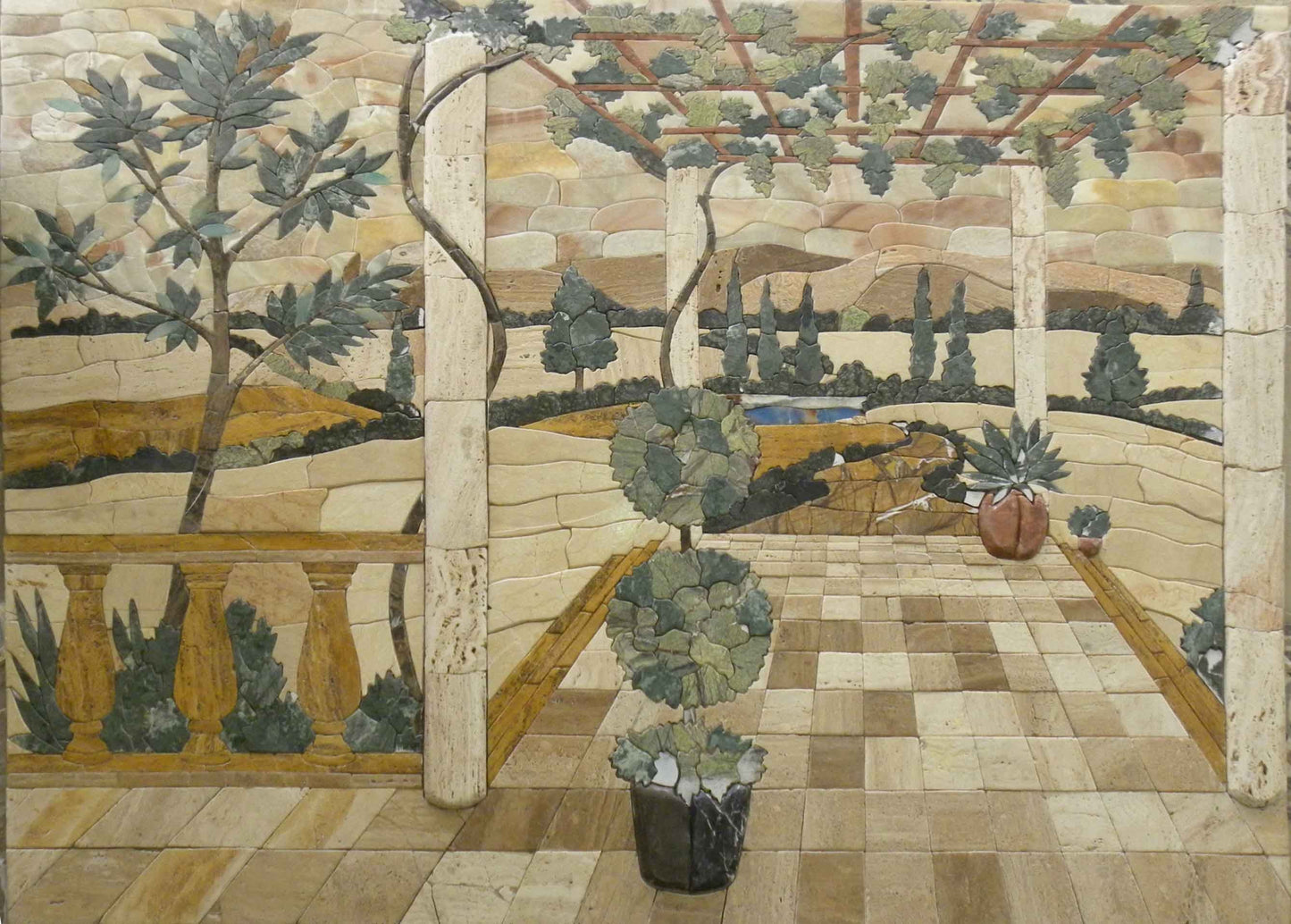 Stone Art Winery Scene Mosaic