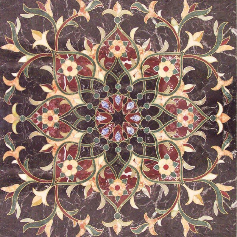 Floral Geometric Square Tile - Arabesque Mosaic