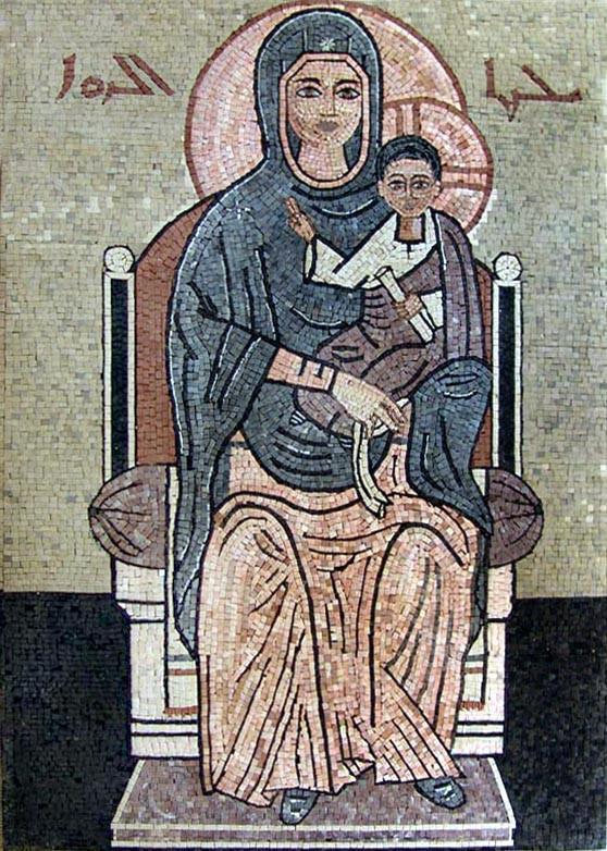 Iconic Mosaic of Jesus And Mary