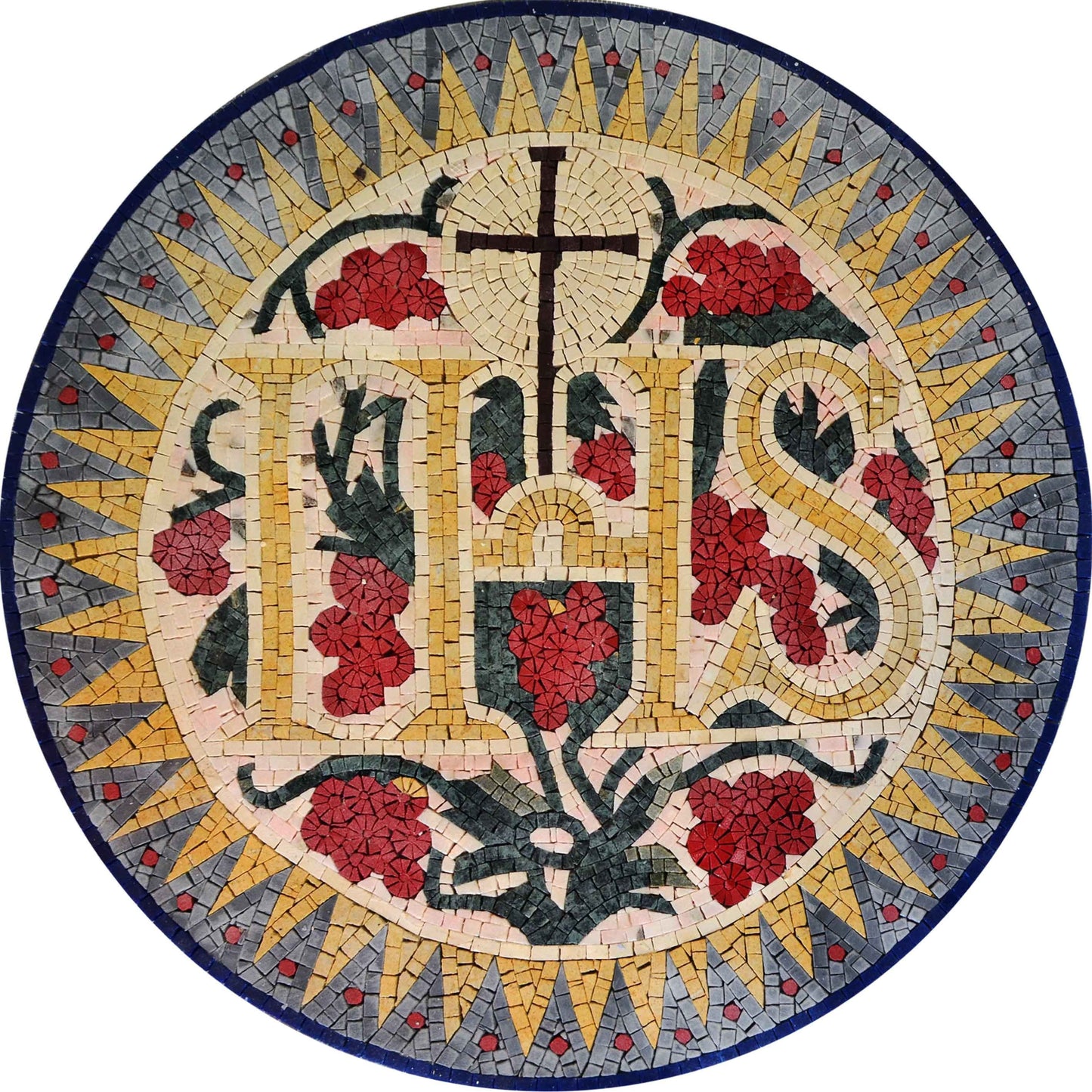 Jesuit Marble Mosaic Art Christian Icon Medallion