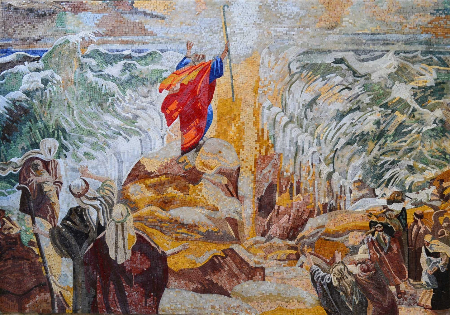 Moses Mosaic Parting the Red Sea