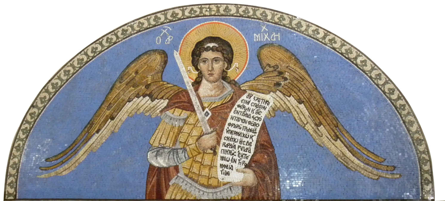 Marble Mosaic Saint Michael Icon