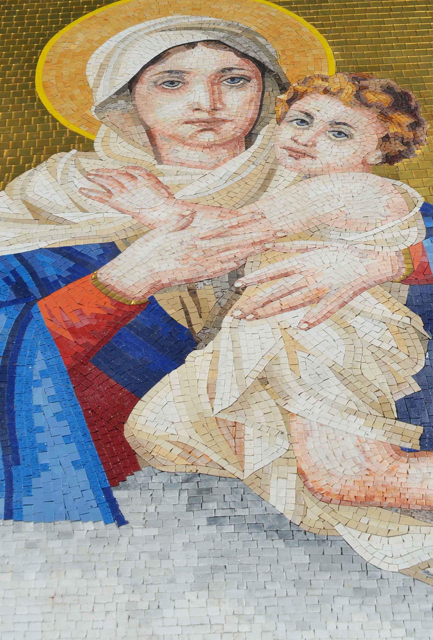 Virgin Mary & Jesus - Religious Mosaic Art