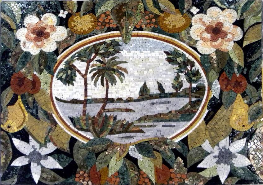 Natural Artistic Scene Tuscan Mosaic Mural