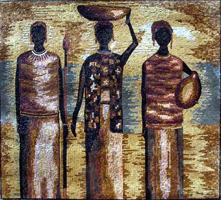 African Scene Art Mosaic Mural