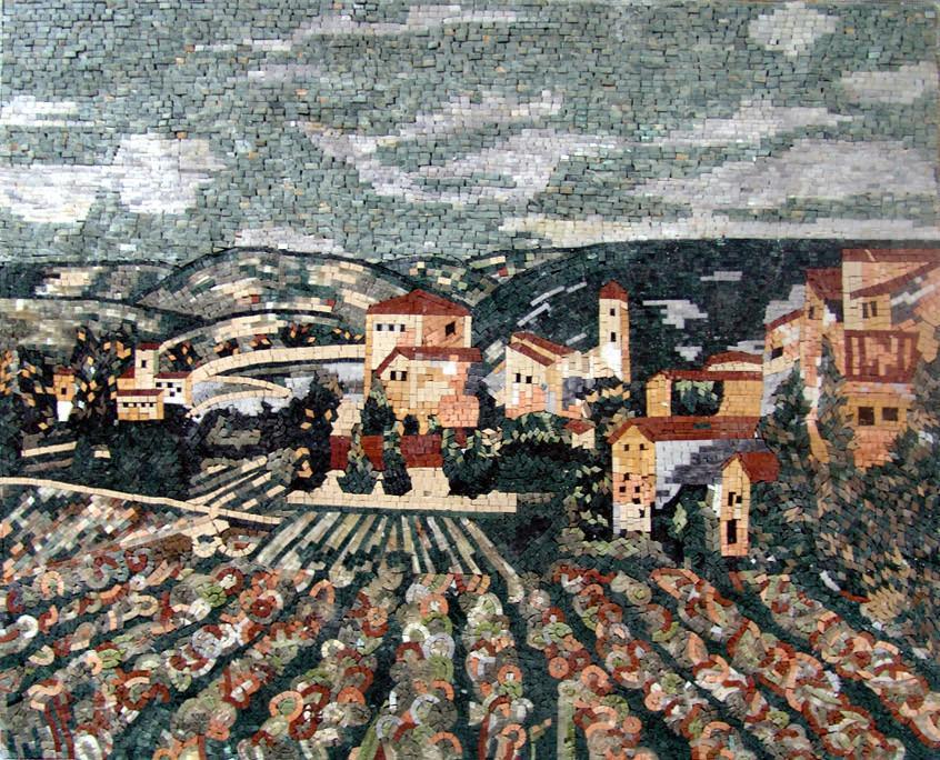 Natural Scene Marble Tuscan Mosaic Floral Art