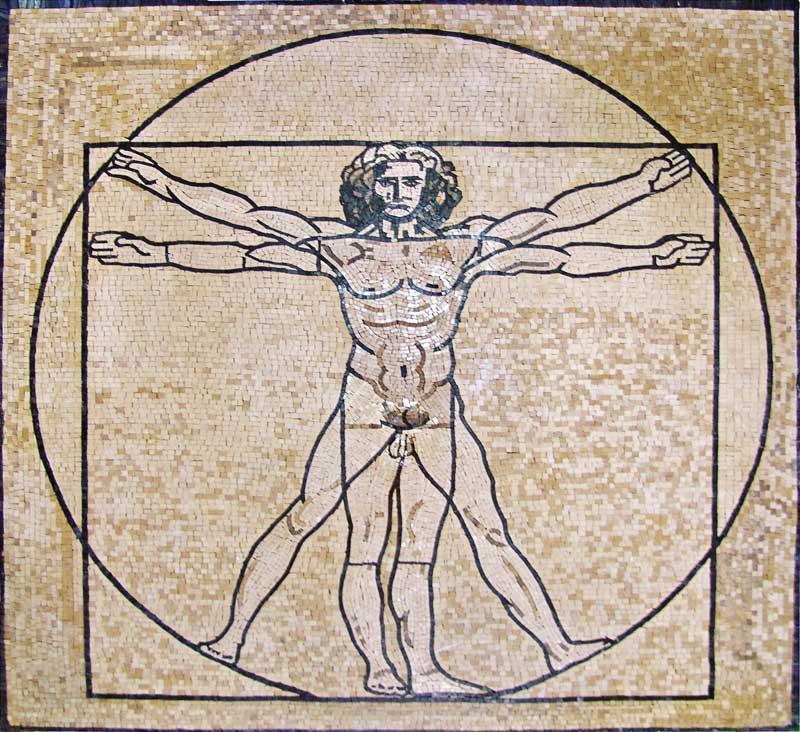 Leonardo Da Vinci he Vitruvian Man " - Mosaic Reproduction "