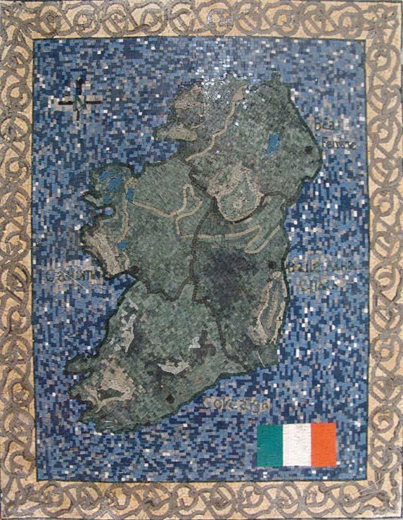 Ireland Map Marble Mosaic Art